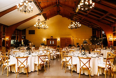 A reception room set with table and chairs